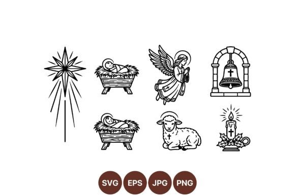 Vintage Nativity SVG Clipart: A Timeless Embroidery Design for Real Projects